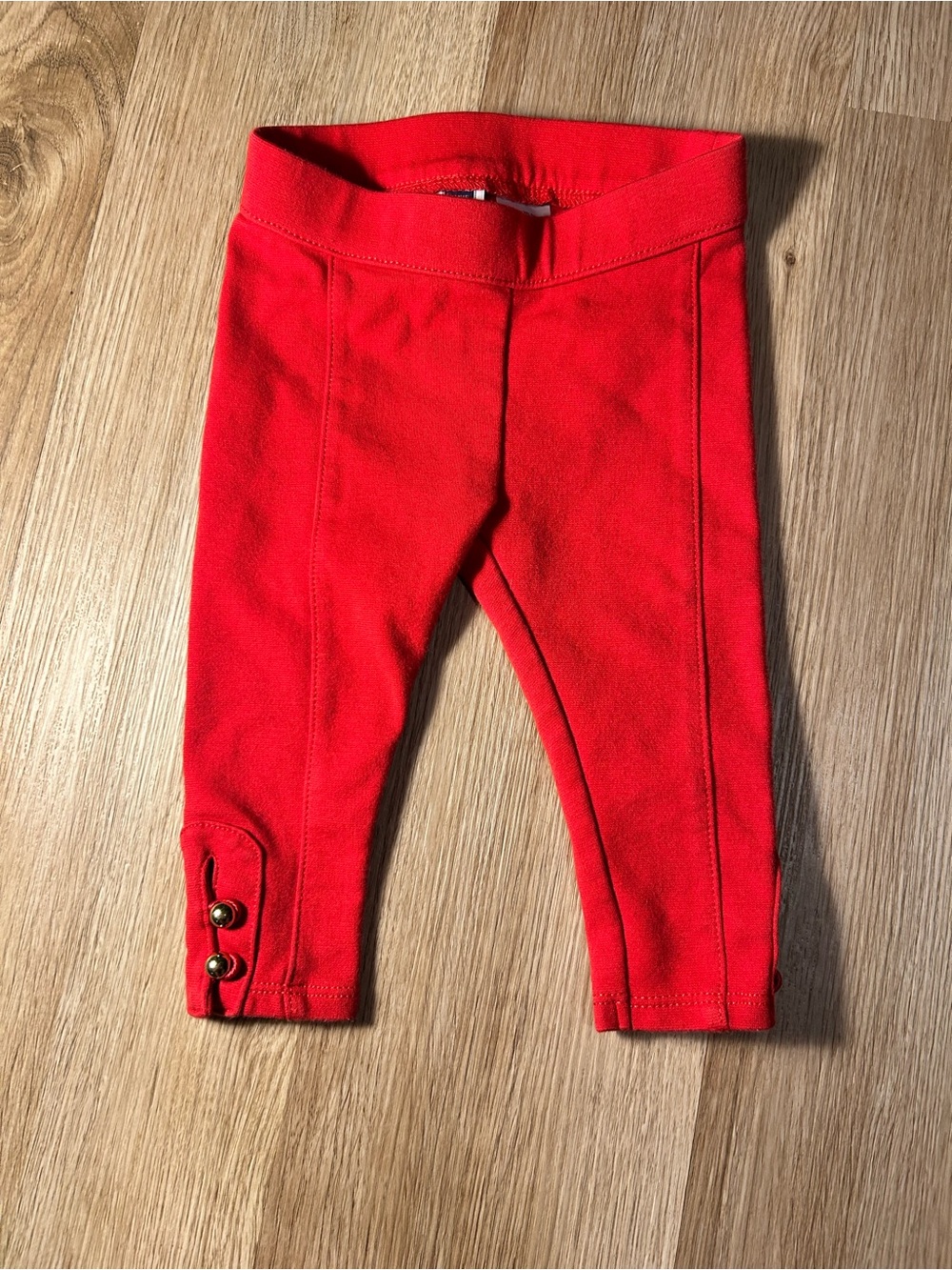 Janie and Jack Red Ponte Leggings with Button Detail